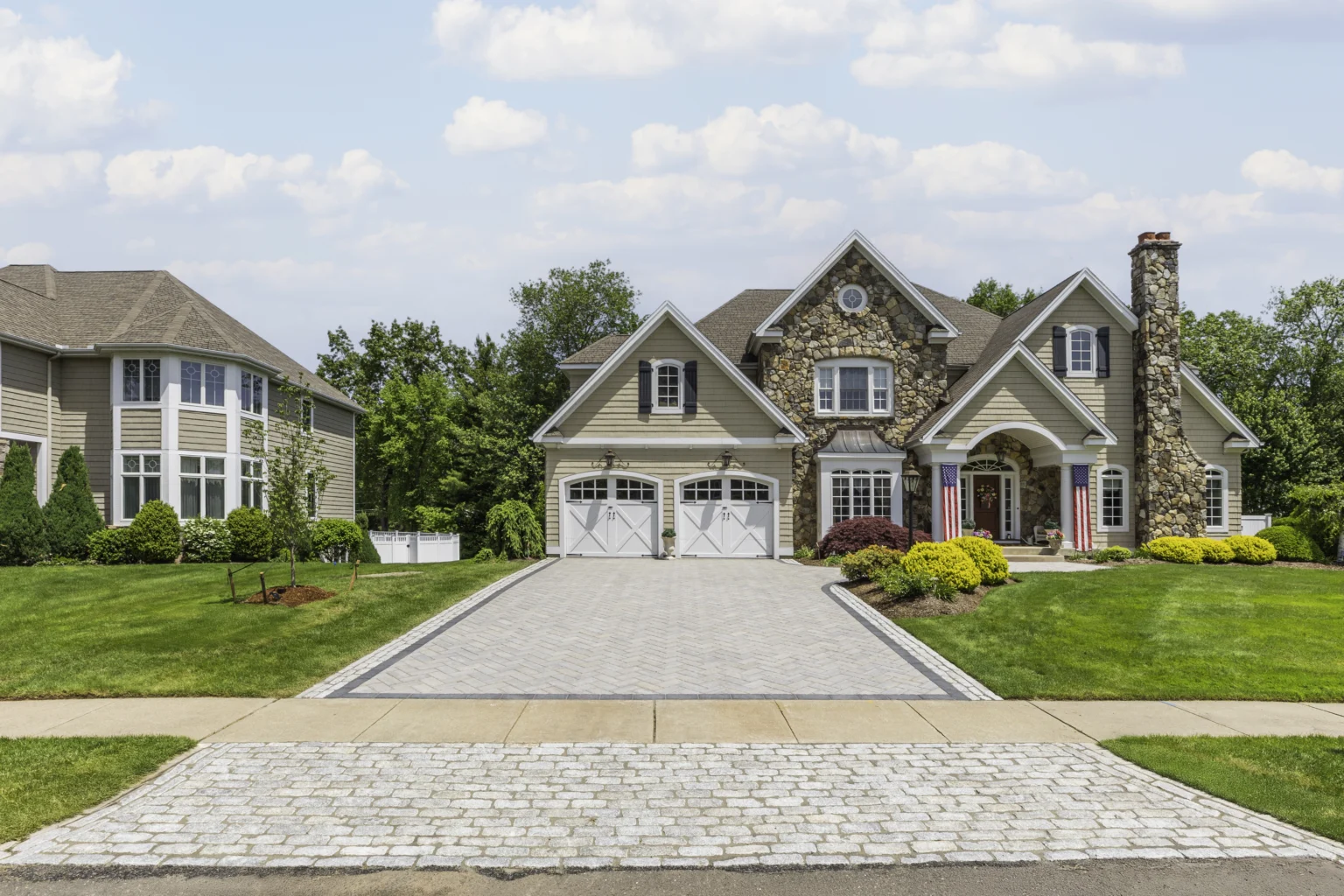 Modern paver driveway installation and design built by Bahler Brothers in Newington, Connecticut