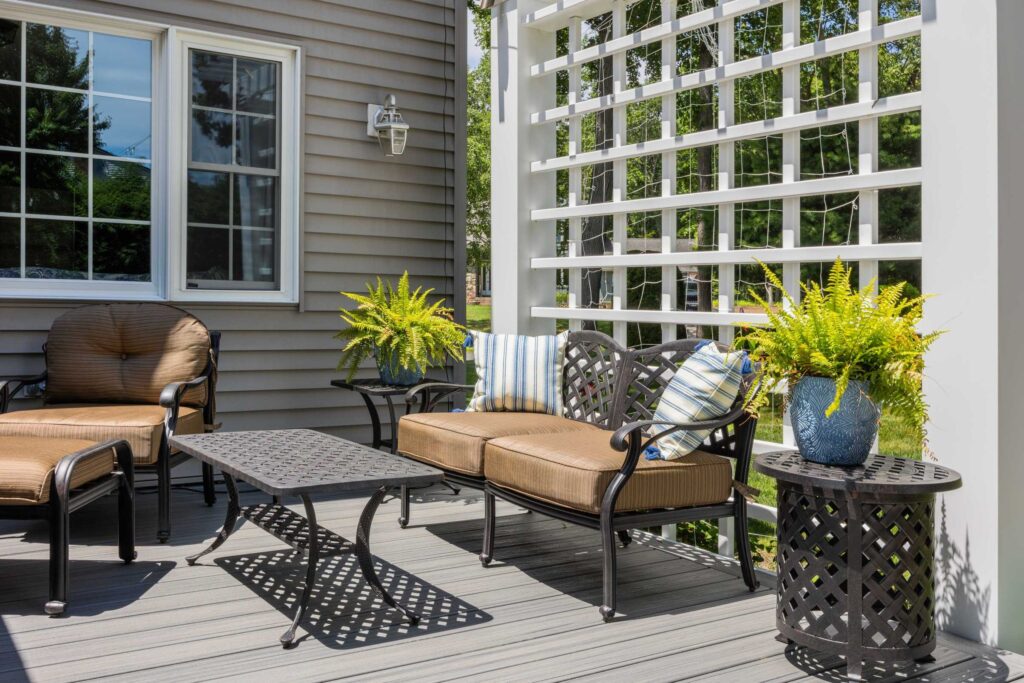 Close up of custom deck design built by Bahler Brothers in Ellington, Connecticut