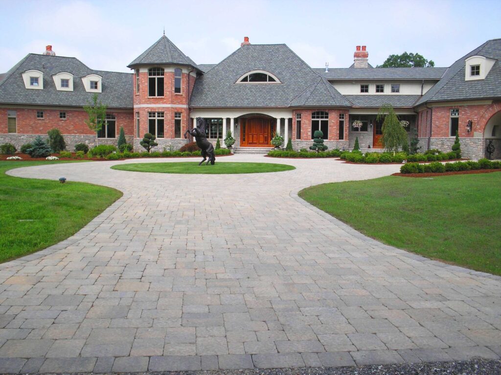 Custom paver driveway design built by Bahler Brothers