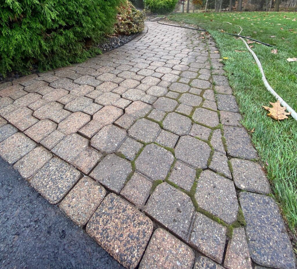 Close up of walkway attached to driveway