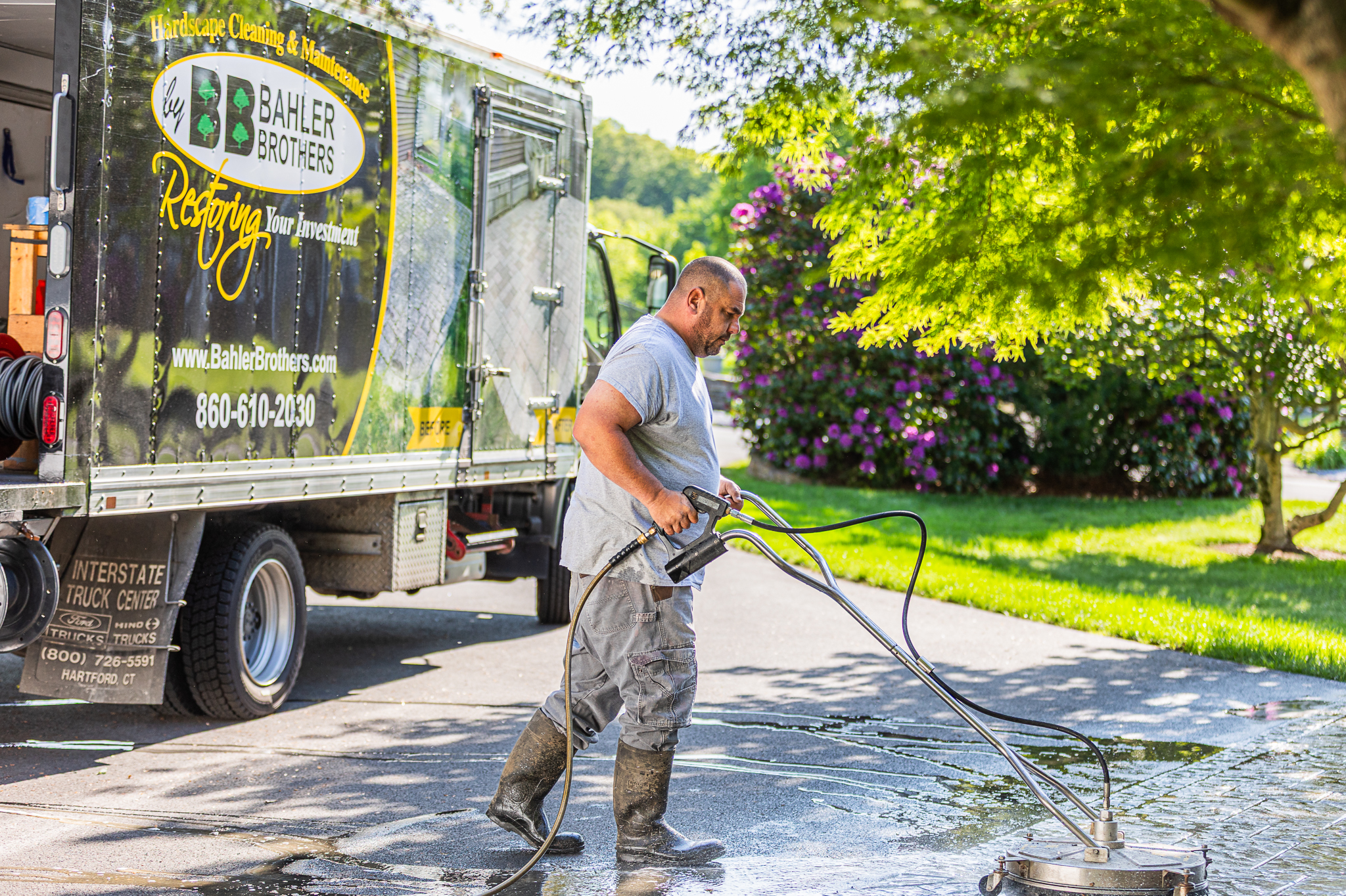 hardscape cleaning and maintenance by bahler brothers on a patio and walkway