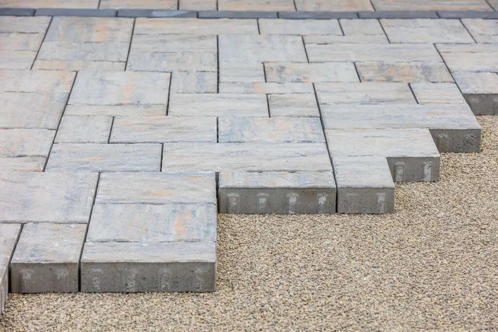 pavers being installed